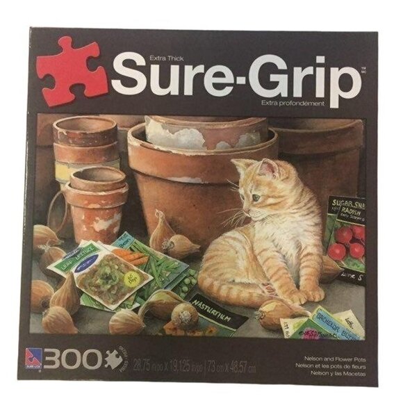 Sure-Grip 300 Piece Puzzle Nelson Flowers PotCat Gardening Extra Thick 2011 Used - Picture 1 of 9